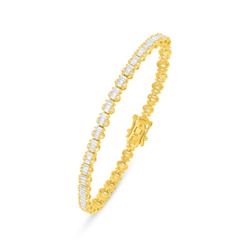 [BRC02WCZ00000B263] Sterling Silver 925 Bracelet Golden Plated Embedded With White Zircon