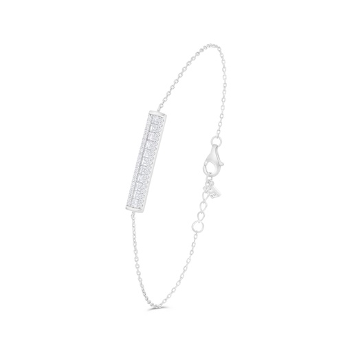 [BRC01WCZ00000B375] Sterling Silver 925 Bracelet Rhodium Plated Embedded With White Zircon