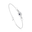 Sterling Silver 925 Bracelet Rhodium Plated Embedded With Natural White Pearl And Sapphire Corundum