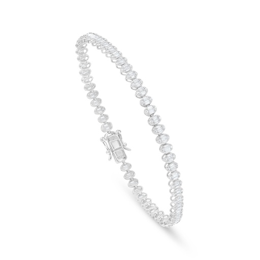 [BRC01WCZ00000B296] Sterling Silver 925 Bracelet Rhodium Plated Embedded With White Zircon