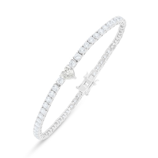 [BRC01WCZ00000B231] Sterling Silver 925 Bracelet Rhodium Plated Embedded With White Zircon