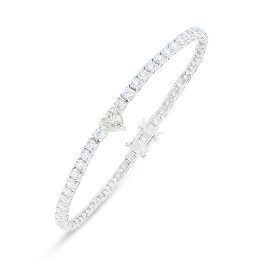 [BRC01CIT00WCZB231] Sterling Silver 925 Bracelet Rhodium Plated Embedded With Yellow Diamond And White Zircon