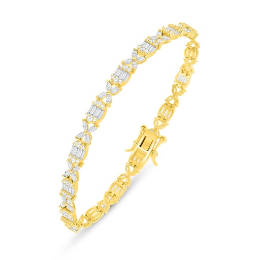 [BRC02WCZ00000B305] Sterling Silver 925 Bracelet Golden Plated Embedded With White Zircon