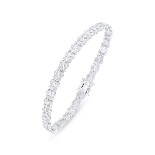 [BRC01WCZ00000B320] Sterling Silver 925 Bracelet Rhodium Plated Embedded With White Zircon