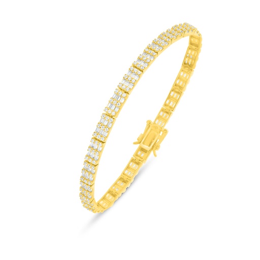 [BRC02WCZ00000B304] Sterling Silver 925 Bracelet Golden Plated Embedded With White Zircon