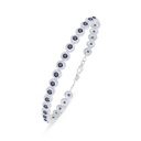 Sterling Silver 925 Bracelet Rhodium Plated Embedded With Sapphire Corundum And White Zircon