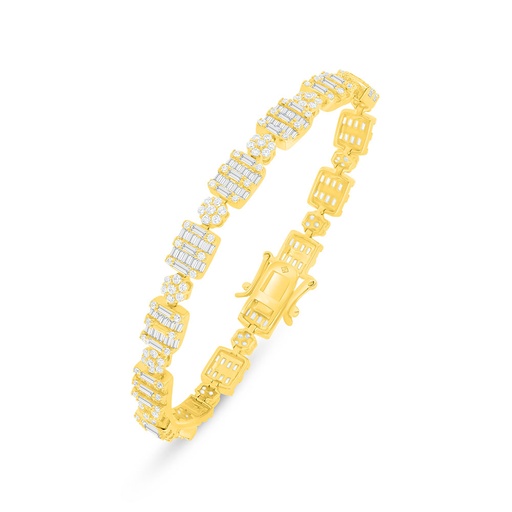 [BRC02WCZ00000B268] Sterling Silver 925 Bracelet Golden Plated Embedded With White Zircon