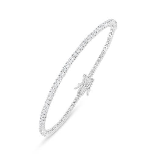 [BRC01WCZ00000B224] Sterling Silver 925 Bracelet Rhodium Plated Embedded With White Zircon