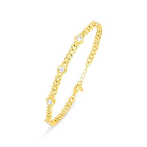 [BRC02CIT00000B361] Sterling Silver 925 Bracelet Golden Plated Embedded With Yellow Diamond 