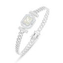 Sterling Silver 925 Bracelet Rhodium Plated Embedded With Yellow Diamond And White Zircon