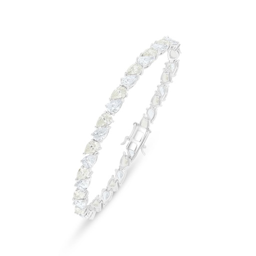 [BRC01CIT00WCZB245] Sterling Silver 925 Bracelet Rhodium Plated Embedded With Yellow Diamond And White Zircon