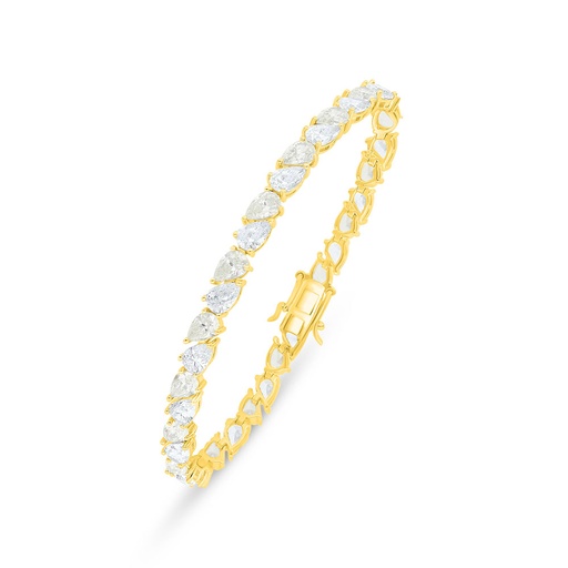 [BRC02CIT00WCZB245] Sterling Silver 925 Bracelet Golden Plated Embedded With Yellow Diamond And White Zircon