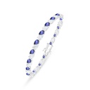 Sterling Silver 925 Bracelet Rhodium Plated Embedded With Sapphire Corundum And White Zircon