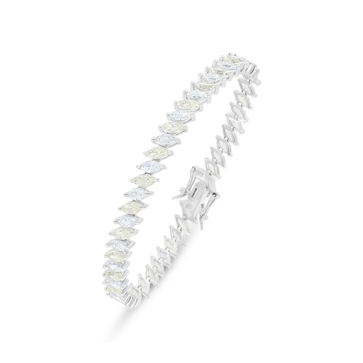 [BRC01CIT00WCZB244] Sterling Silver 925 Bracelet Rhodium Plated Embedded With Yellow Diamond And White Zircon