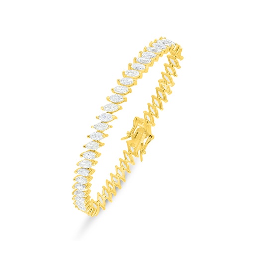 [BRC02CIT00WCZB244] Sterling Silver 925 Bracelet Golden Plated Embedded With Yellow Diamond And White Zircon