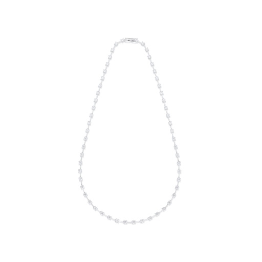 [NCL01WCZ00000B800] Sterling Silver 925 Necklace Rhodium Plated Embedded With White Zircon