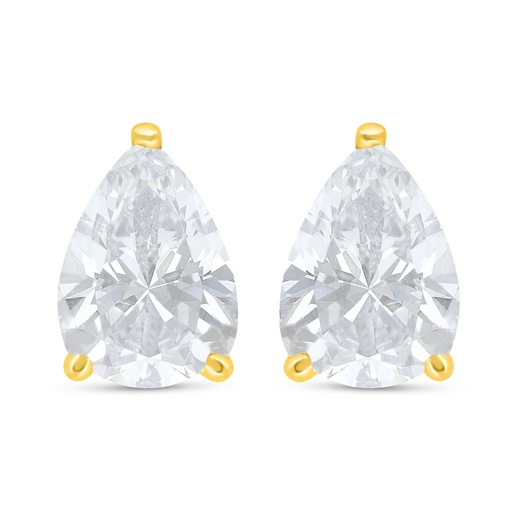 [EAR02WCZ00000C688] Sterling Silver 925 Earring Golden Plated Embedded With White Zircon