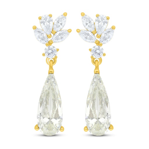 [EAR02CIT00WCZC835] Sterling Silver 925 Earring Golden Plated Embedded With Yellow Diamond And White Zircon