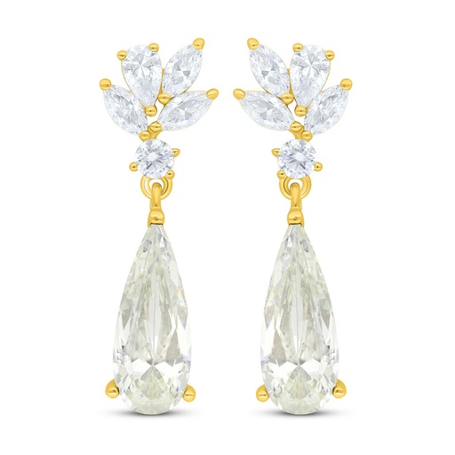 [EAR02CIT00WCZC835] Sterling Silver 925 Earring Golden Plated Embedded With Yellow Diamond And White Zircon