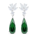 Sterling Silver 925 Earring Rhodium Plated Embedded With Emerald Zircon And White Zircon