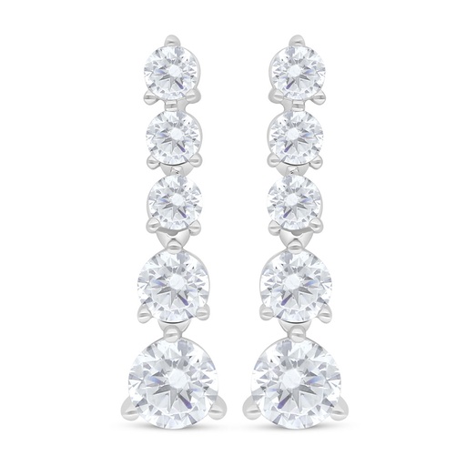 [EAR01WCZ00000C836] Sterling Silver 925 Earring Rhodium Plated Embedded With White Zircon