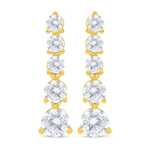 [EAR02WCZ00000C836] Sterling Silver 925 Earring Golden Plated Embedded With White Zircon