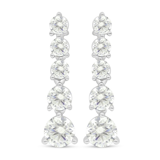 [EAR01CIT00WCZC836] Sterling Silver 925 Earring Rhodium Plated Embedded With Yellow Diamond And White Zircon