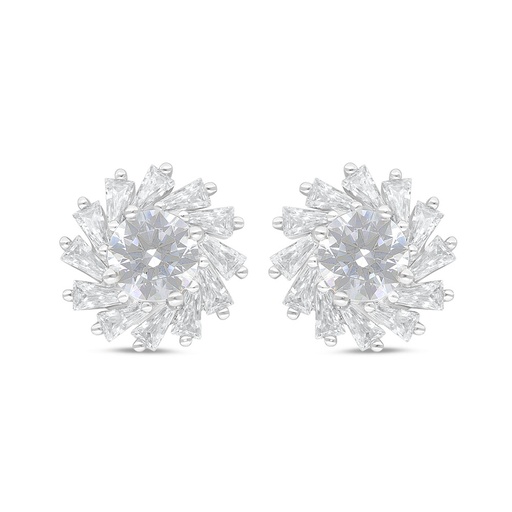 [EAR01WCZ00000C843] Sterling Silver 925 Earring Rhodium Plated Embedded With White Zircon