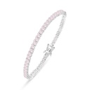 Sterling Silver 925 Bracelet Rhodium Plated Embedded With Pink Zircon 