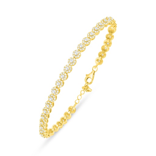 [BRC02WCZ00000B421] Sterling Silver 925 Bracelet Golden Plated Embedded With White Zircon