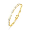 Sterling Silver 925 Bracelet Golden Plated Embedded With White Zircon