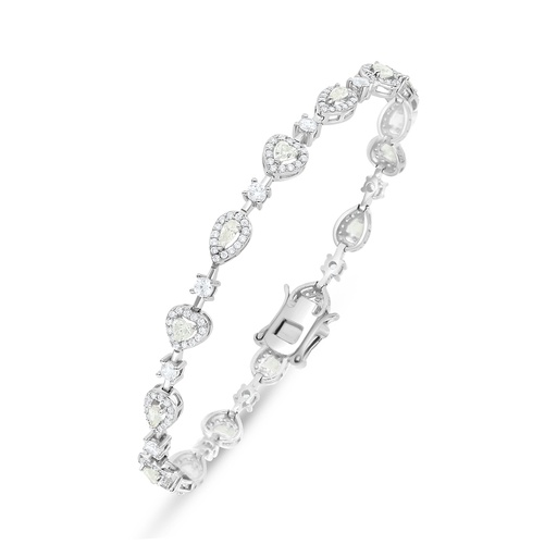 [BRC01CIT00WCZB424] Sterling Silver 925 Bracelet Rhodium Plated Embedded With Yellow Diamond And White Zircon