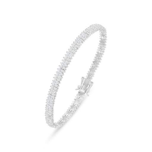 [BRC01WCZ00000B428] Sterling Silver 925 Bracelet Rhodium Plated Embedded With White Zircon