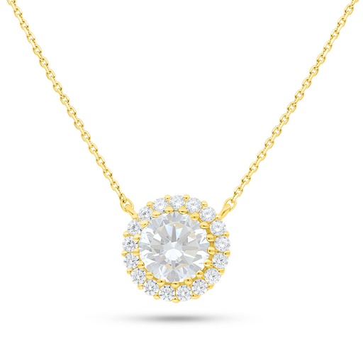 [NCL02WCZ00000B916] Sterling Silver 925 Necklace Golden Plated Embedded With White Zircon