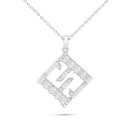 Sterling Silver 925 Necklace Rhodium Plated Embedded With White Zircon-LOGO