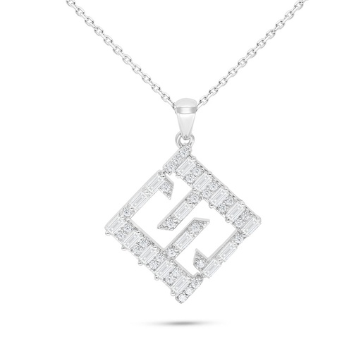 [NCL01WCZ00000B917] Sterling Silver 925 Necklace Rhodium Plated Embedded With White Zircon-LOGO