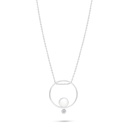 Sterling Silver 925 Necklace Rhodium Plated Embedded With Natural White Pearl And White Zircon 