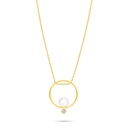 Sterling Silver 925 Necklace Golden Plated Embedded With Natural White Pearl And White Zircon 