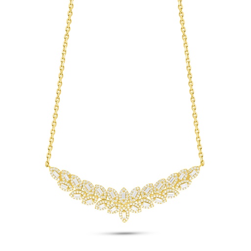 [NCL02WCZ00000B931] Sterling Silver 925 Necklace Golden Plated Embedded With White Zircon