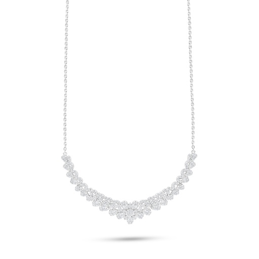 [NCL01WCZ00000B932] Sterling Silver 925 Necklace Rhodium Plated Embedded With White Zircon