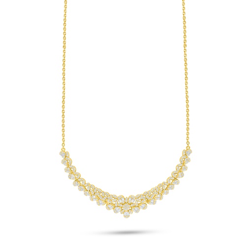 [NCL02WCZ00000B932] Sterling Silver 925 Necklace Golden Plated Embedded With White Zircon