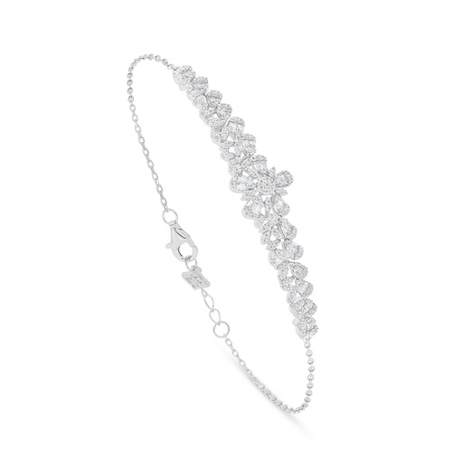 [BRC01WCZ00000B437] Sterling Silver 925 Bracelet Rhodium Plated Embedded With White Zircon