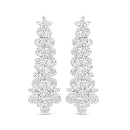 [EAR01WCZ00000C849] Sterling Silver 925 Earring Rhodium Plated Embedded With White Zircon