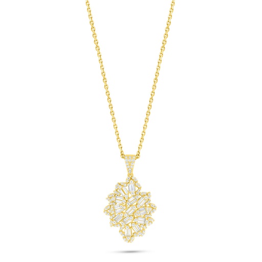 [NCL02WCZ00000B933] Sterling Silver 925 Necklace Golden Plated Embedded With White Zircon