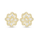 Sterling Silver 925 Earring Golden Plated Embedded With White Zircon