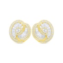 Sterling Silver 925 Earring Golden Plated Embedded With White Zircon