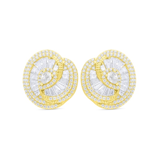 [EAR02WCZ00000C851] Sterling Silver 925 Earring Golden Plated Embedded With White Zircon