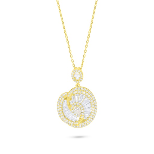 [NCL02WCZ00000B934] Sterling Silver 925 Necklace Golden Plated Embedded With White Zircon