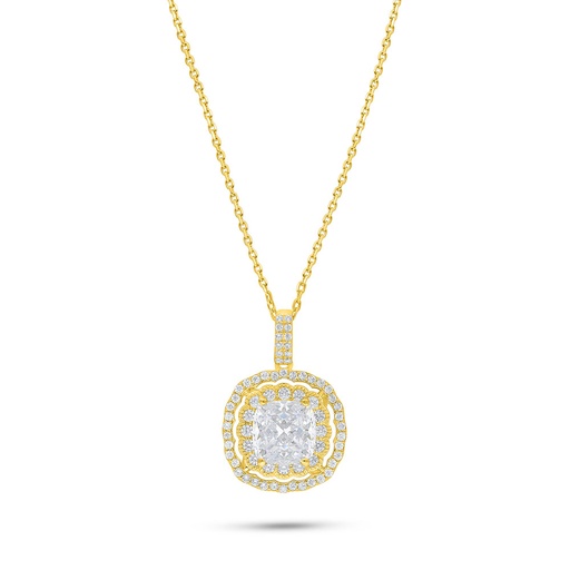 [NCL02WCZ00000B935] Sterling Silver 925 Necklace Golden Plated Embedded With White Zircon