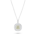 Sterling Silver 925 Necklace Rhodium Plated Embedded With Yellow Diamond And White Zircon